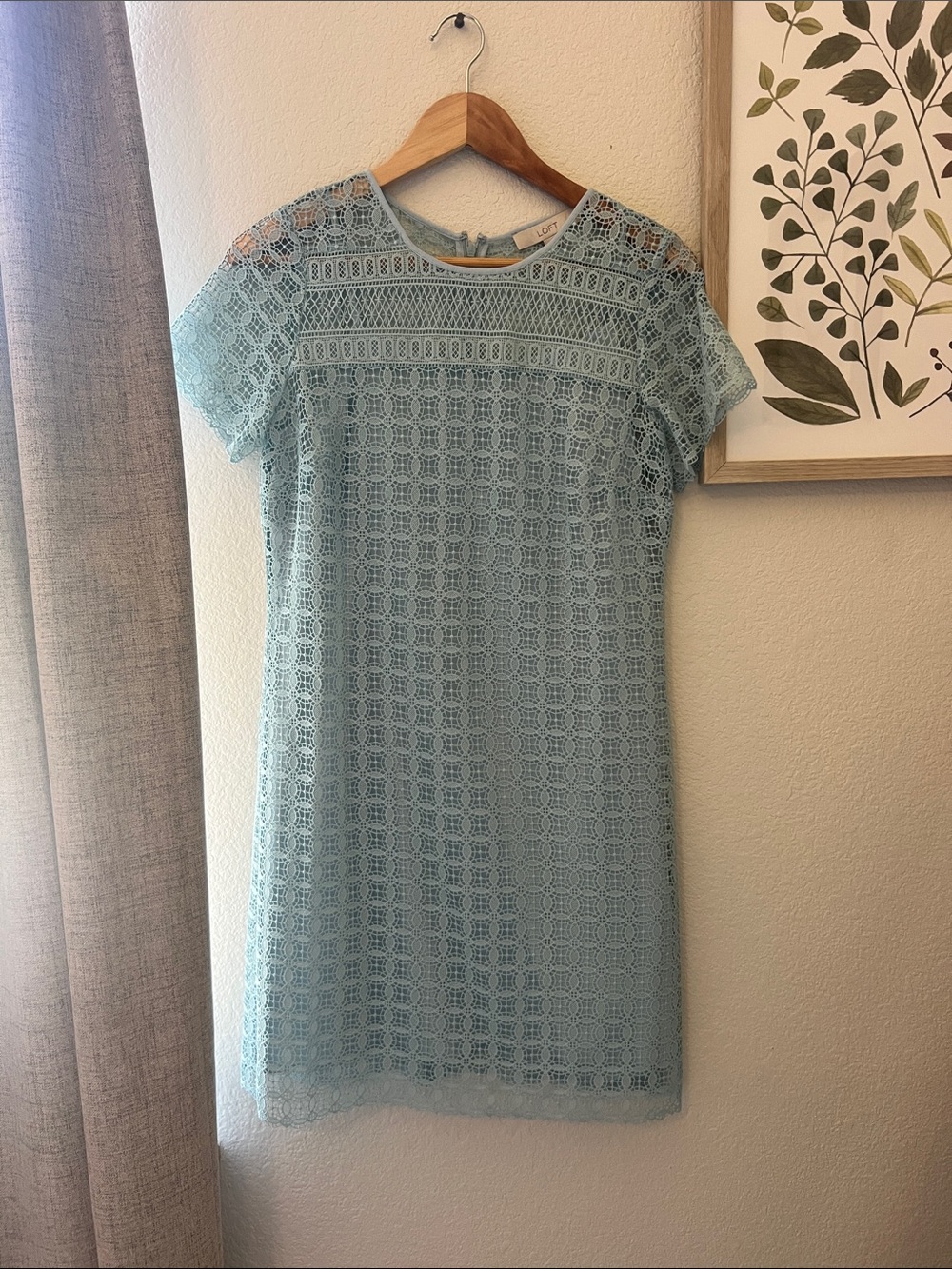 LOFT Light Blue Lace Shift Dress